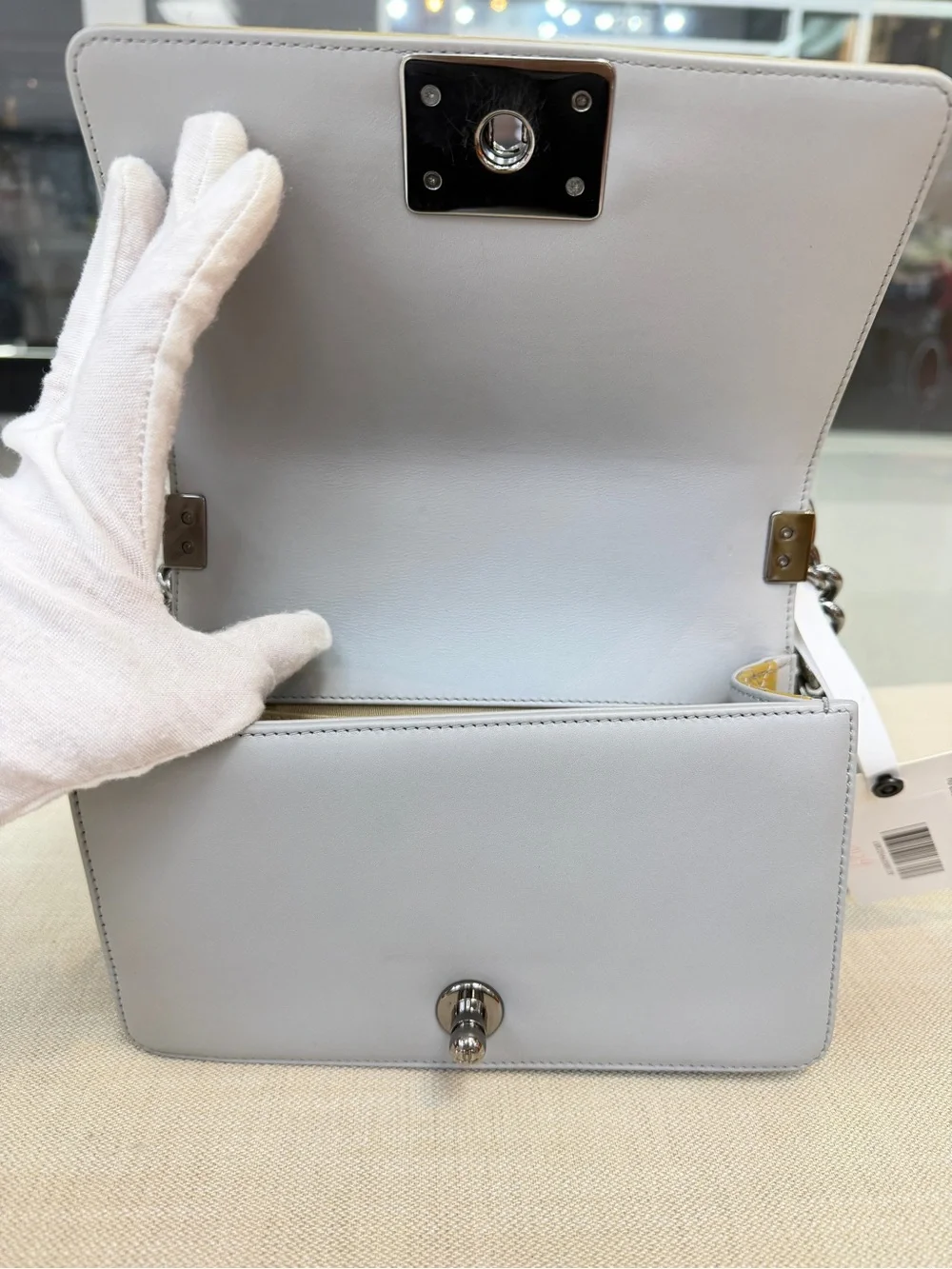 CHANEL Green Pattern Leather Small Leboy